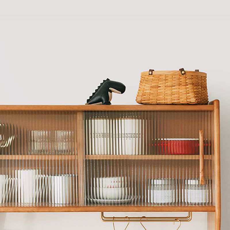 Living Room Glam Style Wood Top Cupboard 66-inch Height Glass Doors Kitchen Table Clearhalo 'buffet_sideboard' 'Buffets & Sideboards' 'furn' 'furn_buffet_sideboard' 'Furniture' 'furniture_buffet_sideboard' 'Kitchen & Dining Furniture' 1200x1200_22feb7b5-547e-47ba-8633-960b1edca187