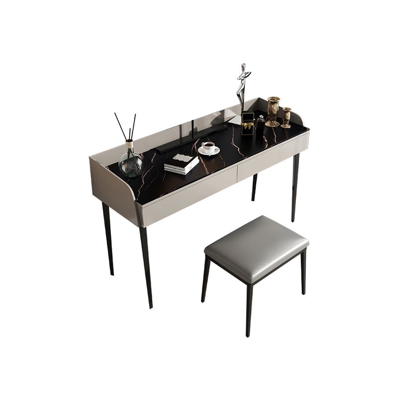 Makeup Counter With 2 Storage Drawers Contemporary Marble Dresser for Bedroom