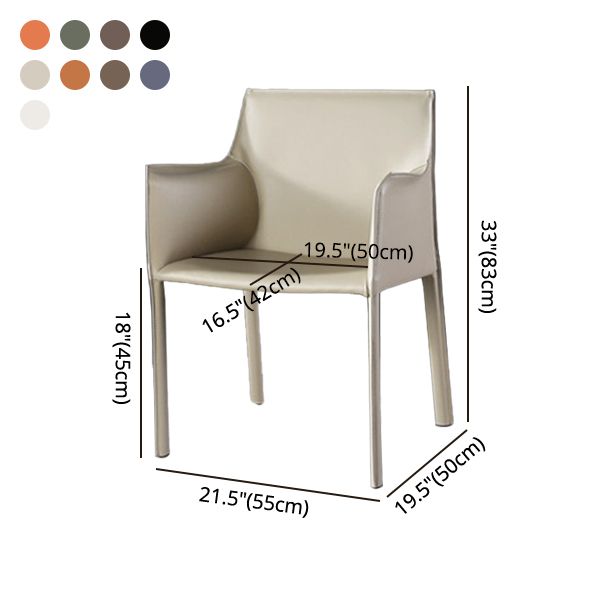 Designer Style Home Saddle Leather Arm Chair Matte Finish Solid Back Single Dining Chair Clearhalo ' kitchen&dining_furn' 'Dining Chairs' 'Dining Tables & Seating' 'dining_chair' 'furn' 'furn_dining_chair' 'Furniture' 'furniture_dining_chair' 'Kitchen & Dining Furniture' 'kitchen' 1200x1200_230579b3-c907-400e-bd46-412fbdd925d9