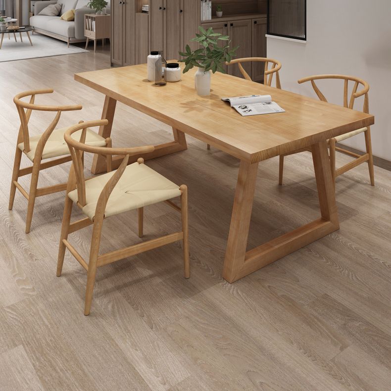 Contemporary Rectangle Shape Dining Set Solid Wood Top Dining Table Furniture for Dining Room Clearhalo 'Dining Room Sets' 'Dining Tables & Seating' 'dining_room_set' 'furn' 'furn_dining_room_set' 'Furniture' 'furniture_dining_room_set' 'Kitchen & Dining Furniture' 'kitchen&dining_furn' 'kitchen' 1200x1200_2305d9e6-f8ae-42b6-90ce-b9af0b762ee8