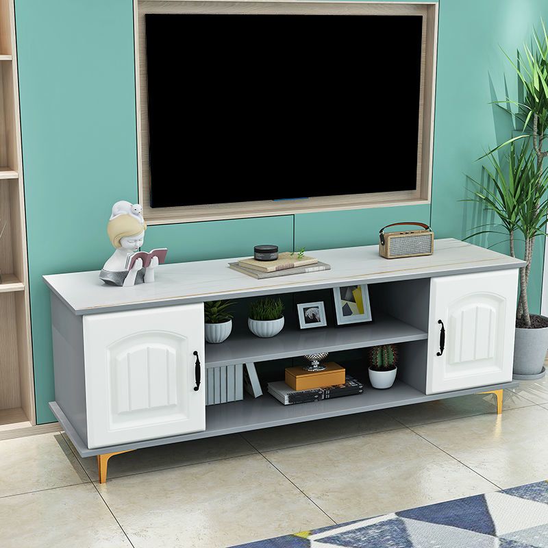 Console TV in legno moderno Console Open Storage TV con 2 porte, 12 "D x 17" H