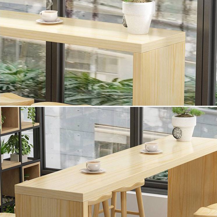 Moderne rechthoek vaste houten staaftafel Set 1/5/9 stukken tegen tafel met rugloze krukken