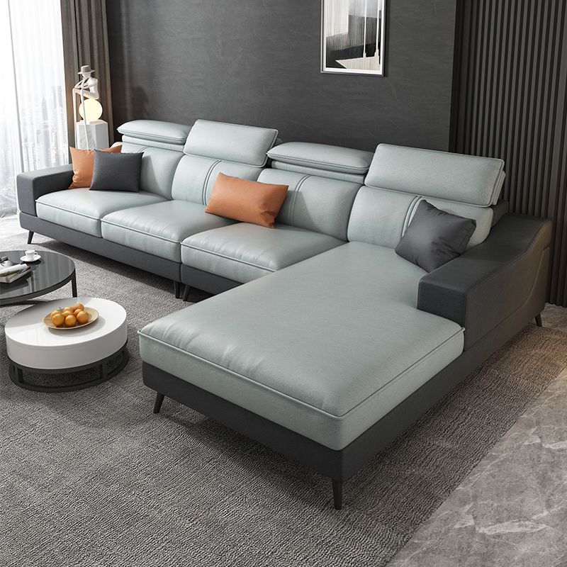 Modern Cushion Back Sectionals 35.43"H Modern Sloped Arm Sofa and Chaise Clearhalo 'furn' 'furn_sectionals' 'Furniture' 'furniture_sectionals' 'Living Room Furniture' 'Sectionals' 1200x1200_2307b93c-caee-4018-adba-daeeba954a26