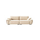 Beige Flared Arm Sofa Faux Leather Seating with Pillows for Living Room
