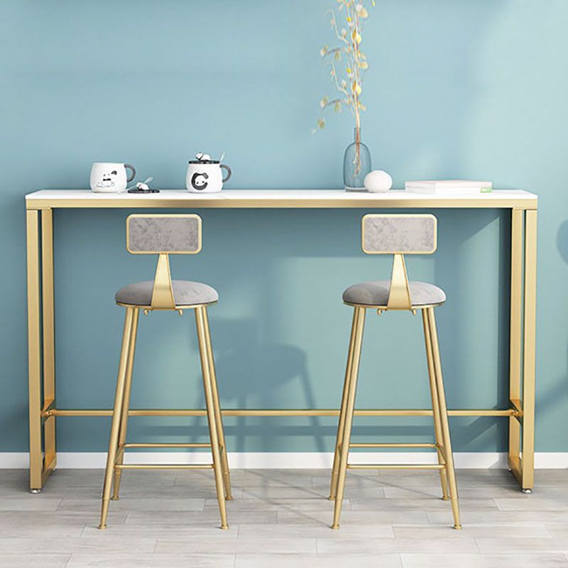Glam Rectangle Stone Pub Bar Table Indoor Gold Iron Bar Dining Table with Trestle Pedestal Clearhalo 'Bar Furniture' 'Bar Tables' 'bar_tables' 'furn' 'furn_bar_tables' 'Furniture' 'furniture_bar_tables' 'Kitchen & Dining Furniture' 'kitchen&dining_furn' 'kitchen' 1200x1200_230bff00-849a-4fc6-97b9-1ea096eb7459