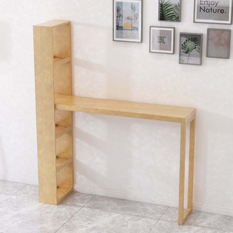 Modern Wooden Pub Table Rectangle Natural Bar Height Cocktail Table with Shelves Clearhalo 'Bar Furniture' 'Bar Tables' 'bar_tables' 'furn' 'furn_bar_tables' 'Furniture' 'Kitchen & Dining Furniture' 1200x1200_230cac86-e46d-4984-8c07-41a326f4e564