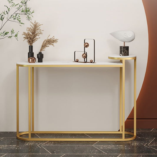 Glam Oval Console Accent Table Antique Finish Console Sofa Table