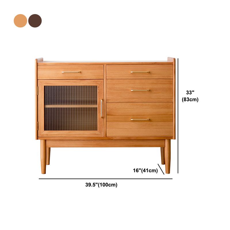 4-Drawer Dining Server Pine Massives Holz Sideboard-Buffet für Esszimmer