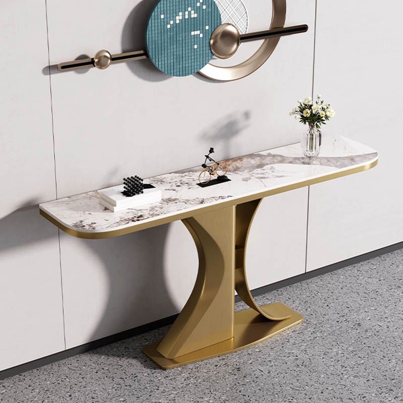 Tavolino moderno console a mezza luna tavolino in oro/grigio