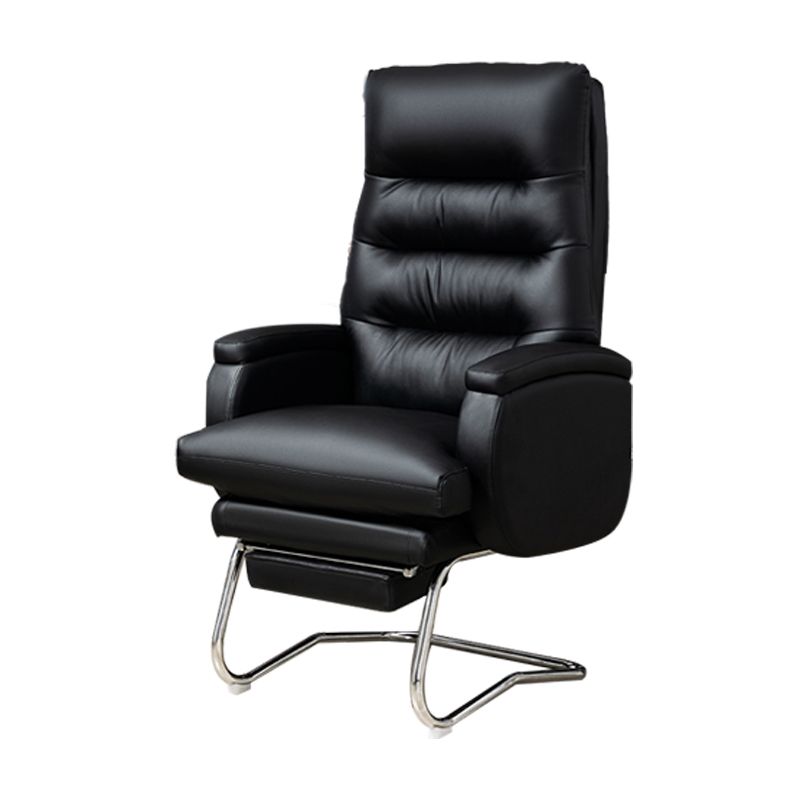 Modern Armless Office Chair No Wheels Leather No Distressing Ergonomic Chair