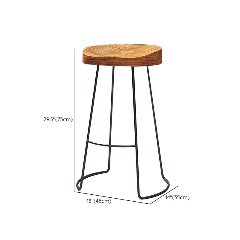 Modern Solid Wood Dining Stools Armless Bar Stools with Metal Base Clearhalo 'Bar Furniture' 'Bar Stools' 'bar_stools' 'furn' 'furn_bar_stools' 'Furniture' 'Kitchen & Dining Furniture' 1200x1200_23105de6-a3fb-447a-98f6-5eb7313bbe59