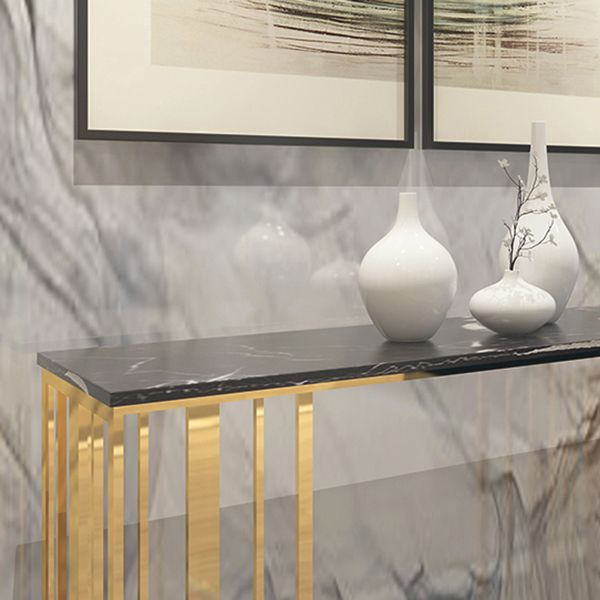 Tavolo della console glam tavolo accento rettangolo in marmo in oro, altezza 31,5 pollici
