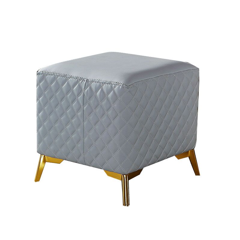 Glam Ottoman Genuine Leather Upholstered Diamond Lattice Square Ottoman with Metal Legs Clearhalo 'furn' 'furn_ottomans_poufs' 'Furniture' 'Living Room Furniture' 'Ottomans & Poufs' 'ottomans_poufs' 1200x1200_23119bfc-10eb-4314-b036-4ad7416ebe8b