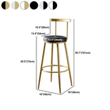 Glam Backlest Armless Counter Stool Iron Kitchen Bar Kruk met pedaal en kussen