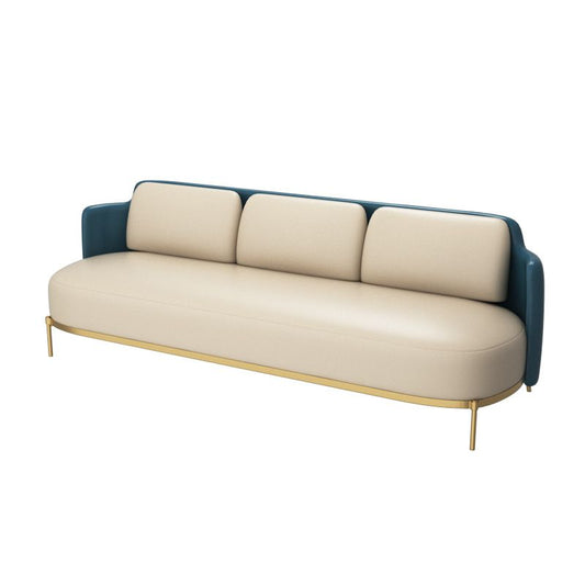 Tuxedo Arm Standard Sofa Leather and Iron Seating in Beige for Bonus Room