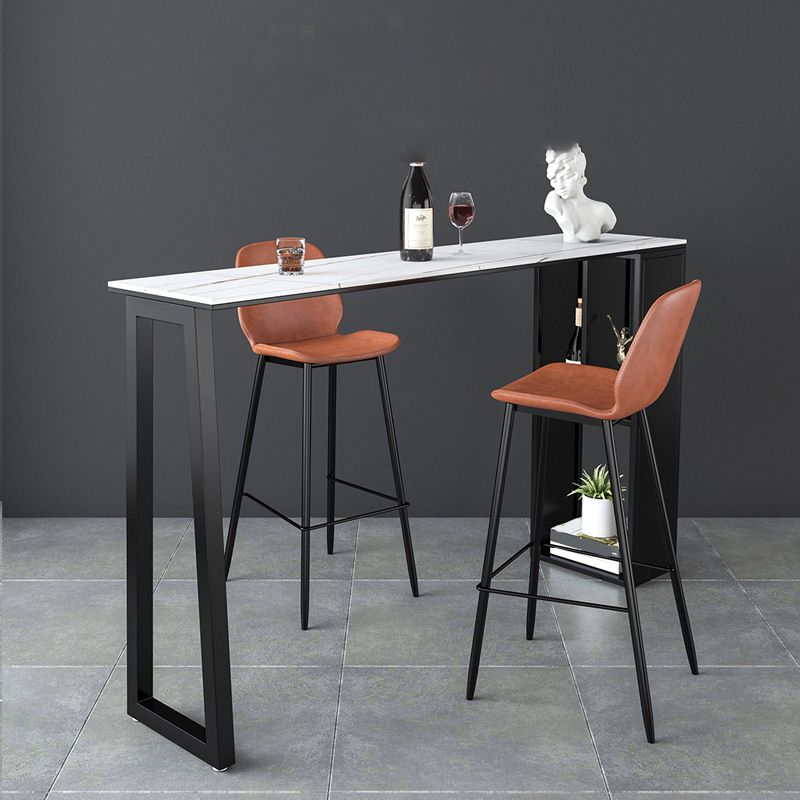Rectangle Stone Black Metal Bar Height Table Industrial Double Pedestal Bar Table Clearhalo 'Bar Furniture' 'Bar Tables' 'bar_tables' 'furn' 'furn_bar_tables' 'Furniture' 'Kitchen & Dining Furniture' 1200x1200_23145249-1bc8-4b96-940b-459f02ea7bff