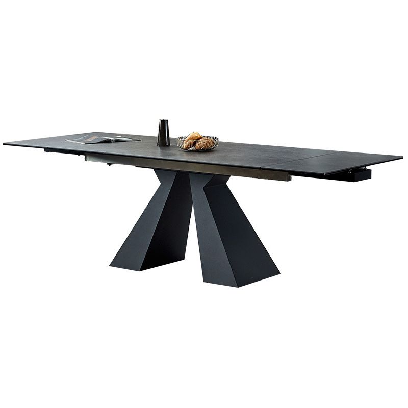 Modern Rectangular Dining Table Stone Top Dining Table with Double Pedestal Clearhalo ' dining_table' 'Dining Tables & Seating' 'Dining Tables' 'furn' 'furn_dining_table' 'Furniture' 'furniture_dining_table' 'Kitchen & Dining Furniture' 'kitchen&dining_furn' 'kitchen' 'kitchen_dining_table' 1200x1200_231458f1-2f9c-4b65-99cb-5141182e3168