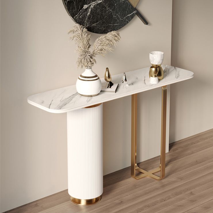 Tavolo di accento glam largo 15 pollici Stone Oro Console Accent Table