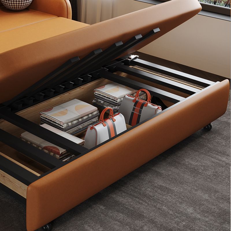 Stain Resistant Faux Leather Contemporary Square Arm Bed Sofa Couch Clearhalo 'furn' 'furn_sofas' 'Furniture' 'Living Room Furniture' 'Sofa' 'sofas' 1200x1200_2316d3cf-1842-4d96-bb08-f869b8b0f29c