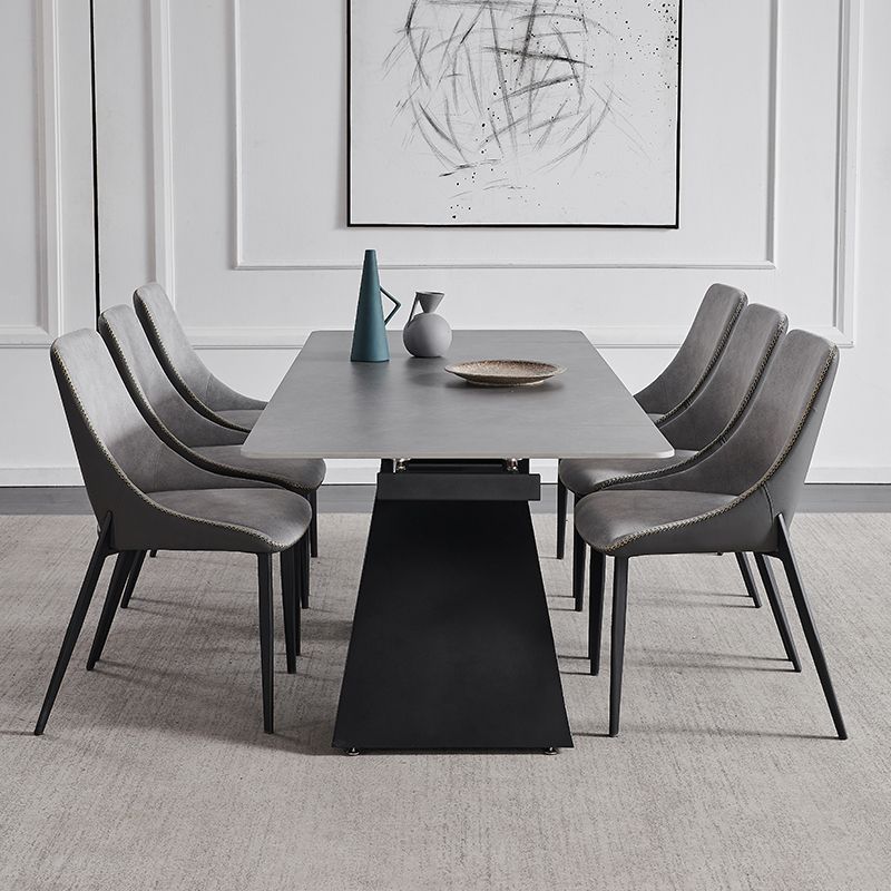 Modern Scalable Dinette Set 1/4/5/7 Pieces Grey Sintered Stone Top Dining Table Set Clearhalo 'Dining Room Sets' 'Dining Tables & Seating' 'dining_room_set' 'furn' 'furn_dining_room_set' 'Furniture' 'furniture_dining_room_set' 'Kitchen & Dining Furniture' 1200x1200_2319655b-2dfc-4a99-b0e9-1e900e990512