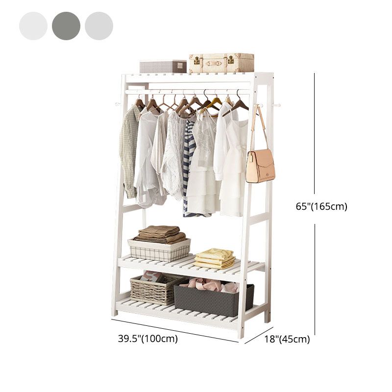 Armario contemporáneo Armario Pine Wood Armoire con barra de prenda para el hogar