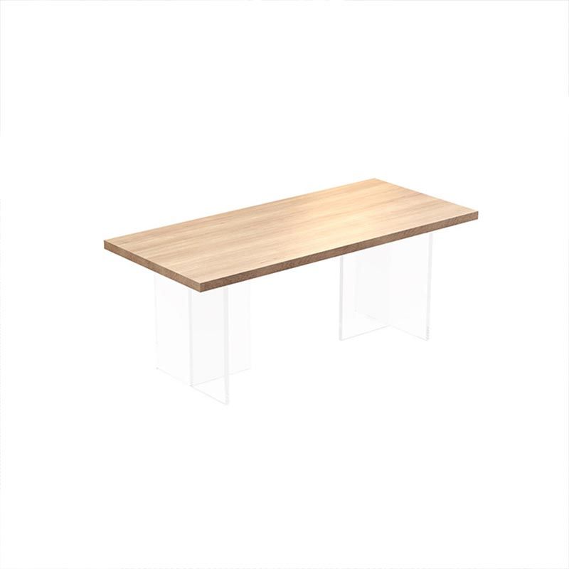 Contemporary Natural Wood Table Home Rectangle Dining Table with Double Pedestal Clearhalo 'Dining Tables & Seating' 'Dining Tables' 'dining_table' 'furn' 'furn_dining_table' 'Furniture' 'furniture_dining_table' 'Kitchen & Dining Furniture' 'kitchen' 'kitchen_dining_table' 1200x1200_231b2817-465e-4769-b6fd-ddb02b452886