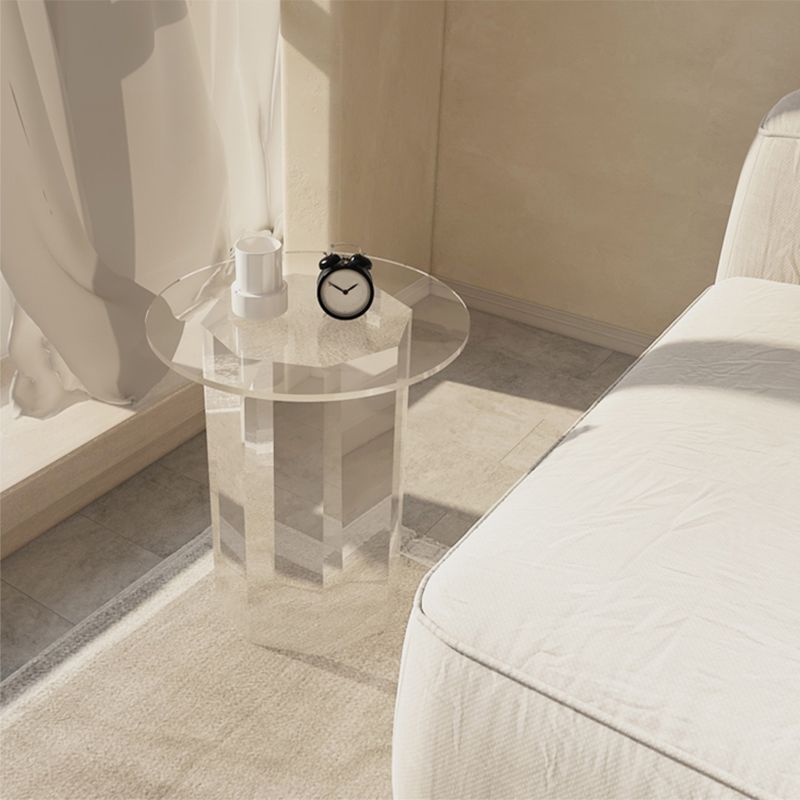 Glam Accent Side Table Living Room Plastic Pedestal Round Corner Table Clearhalo 'Coffee & Accent Tables' 'End & Side Tables' 'end_side_tables' 'furn' 'furn_end_side_tables' 'Furniture' 'Living Room Furniture' 1200x1200_231bb92e-d69e-4165-9248-0a3fcaea3ecb