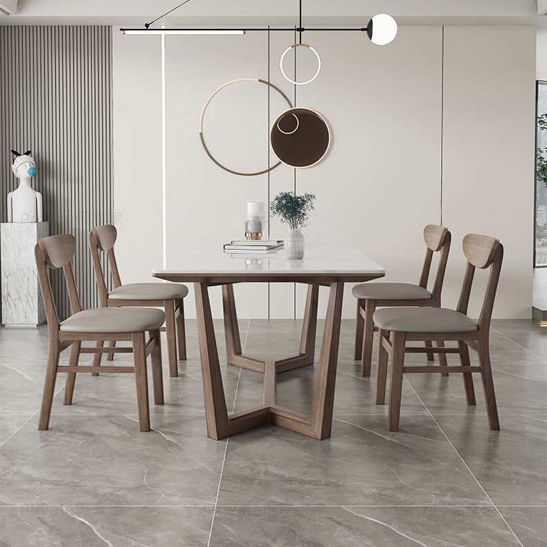 Rectangle Mid-Century Modern Dining Table White Tone Fixed Table with Sintered Stone Clearhalo ' dining_table' 'Dining Tables & Seating' 'Dining Tables' 'furn' 'furn_dining_table' 'Furniture' 'furniture_dining_table' 'Kitchen & Dining Furniture' 'kitchen&dining_furn' 'kitchen' 'kitchen_dining_table' 1200x1200_231c9a1d-91a2-4221-9a79-7fd1f5073239