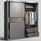 Modern Style Glass Wardrobe Gray Colour Soft Close Drawer Wardrobe Closet Clearhalo 'Armoires & Wardrobes' 'armoires_wardrobes' 'Bedroom Furniture' 'furn' 'furn_armoires_wardrobes' 'Furniture' 1200x1200_231ee1de-5084-40a1-8c9c-722513315597