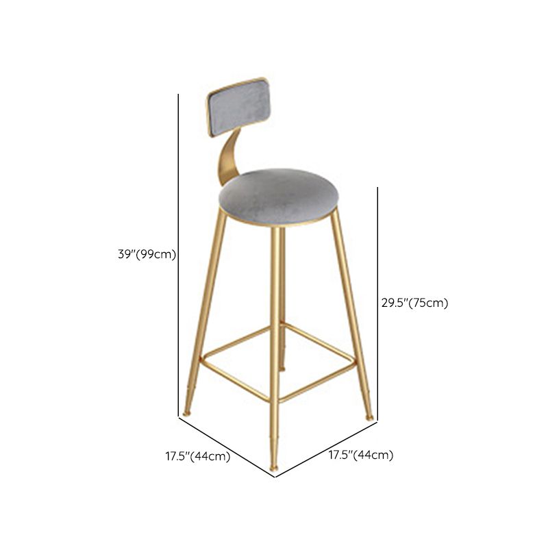 Glam Style Counter Stool Upholstered Bar Stool with Metal Base