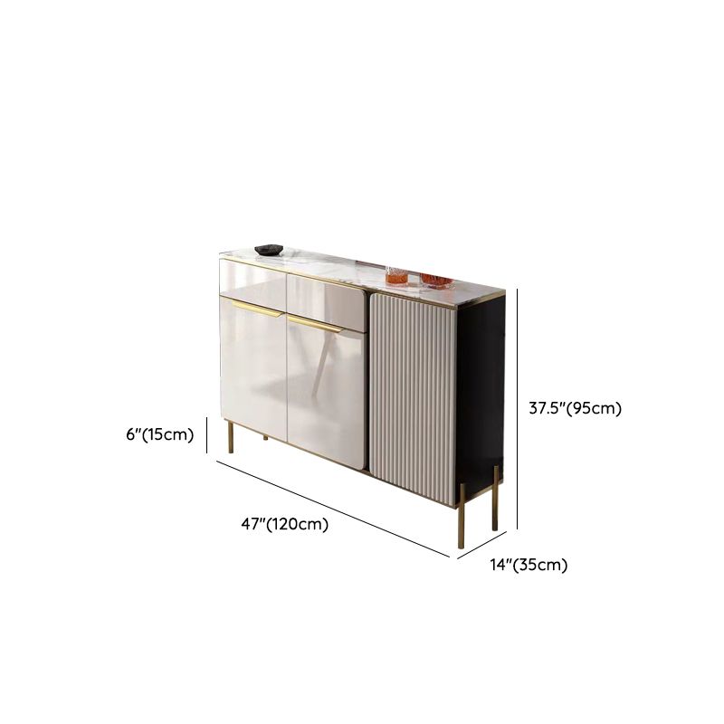 Porte di vetro in pietra di credenza in stile glam Credenza a buffet con armadi e cassetti
