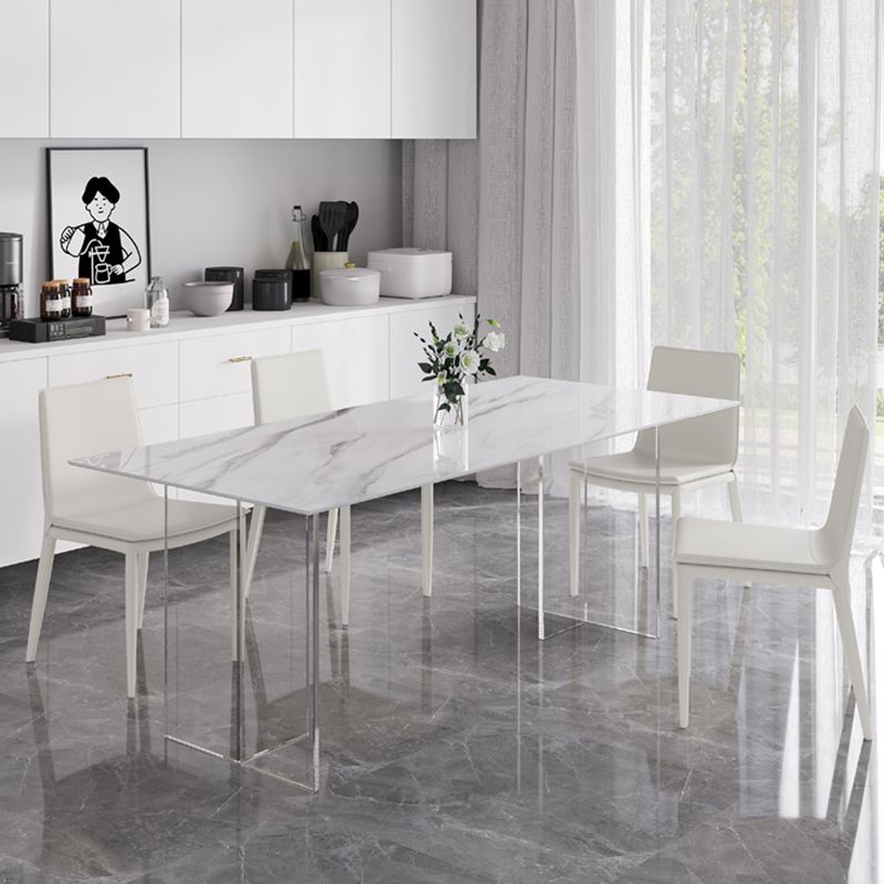 Modern 1/4/5/7 Pieces Dining Table Rectangle Stone Furniture in White Clearhalo 'Dining Room Sets' 'Dining Tables & Seating' 'dining_room_set' 'furn' 'furn_dining_room_set' 'Furniture' 'Kitchen & Dining Furniture' 1200x1200_232940d2-b75f-4ffa-9fa9-0ee0b6d1dc0f