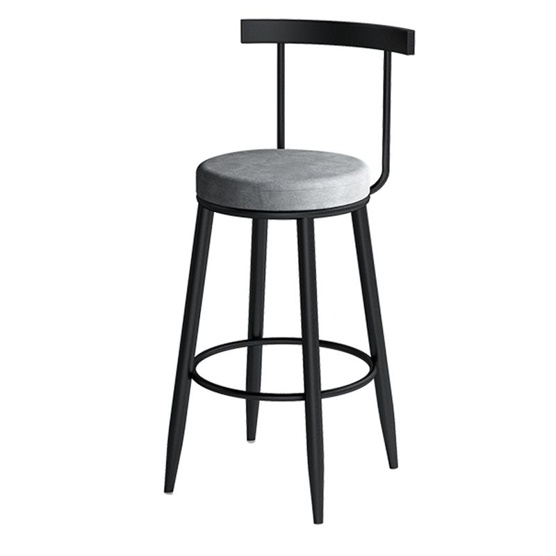 Modern Armless Backrest Counter Stool Iron Cafe Bar Stool with Velvet Cushion Clearhalo 'Bar Furniture' 'Bar Stools' 'bar_stools' 'furn' 'furn_bar_stools' 'Furniture' 'furniture_bar_stools' 'Kitchen & Dining Furniture' 1200x1200_23295cec-a52d-4178-aa88-0a69b8c82351