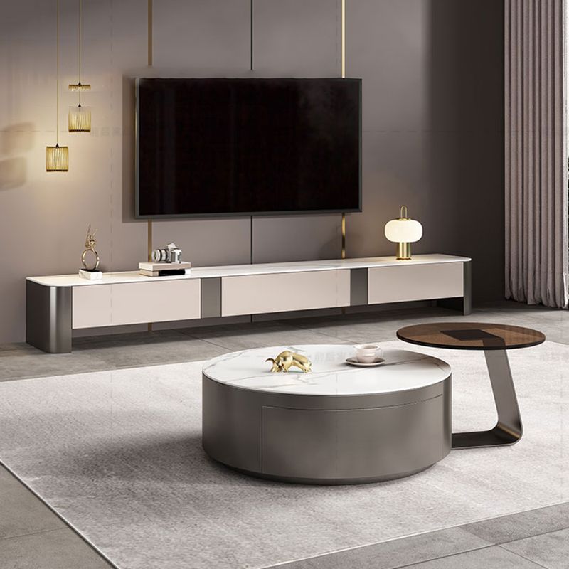 Stone Media Console Glam Media Console TV Stand with Drawers Clearhalo 'furn' 'furn_tv_stands_entertainment_centers' 'Furniture' 'Living Room Furniture' 'TV Stands & Entertainment Centers' 'TV Stands & Media Storage Furniture' 'tv_stands_entertainment_centers' 1200x1200_232a8910-ac20-4204-b4cb-69d0279a311c