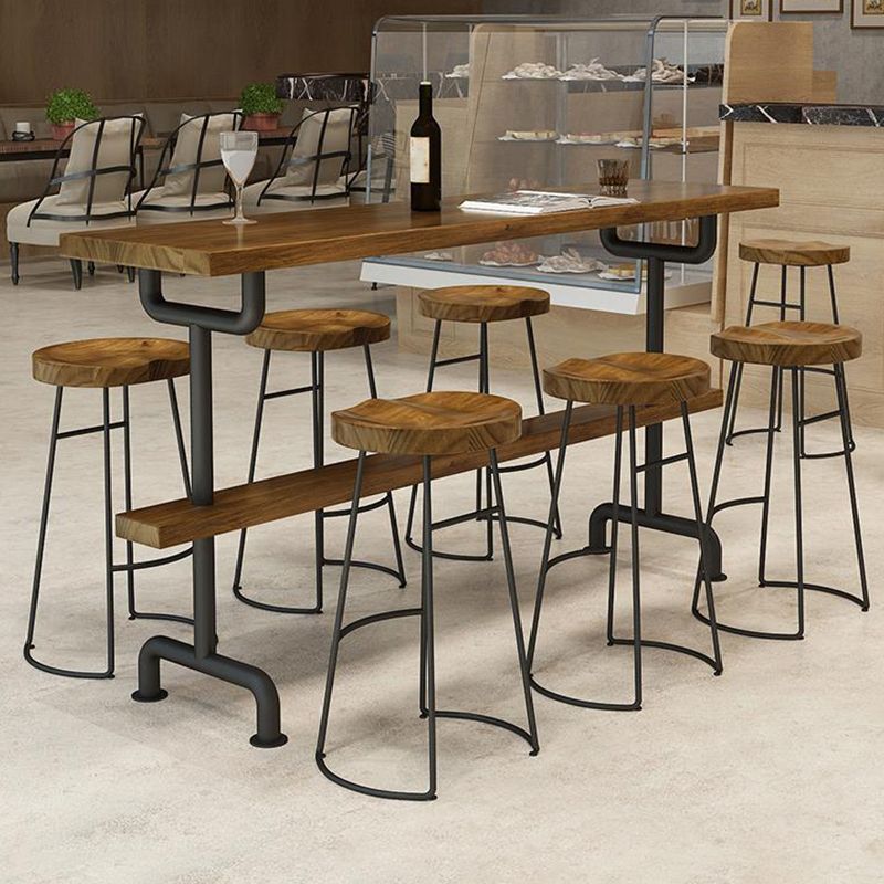 Industrial Wood Bar Table Trestle Base Dining Table for Kitchen Living Room Clearhalo 'Bar Furniture' 'Bar Tables' 'bar_tables' 'furn' 'furn_bar_tables' 'Furniture' 'Kitchen & Dining Furniture' 1200x1200_232a9124-38ce-4d29-b7aa-e398d0b16cde
