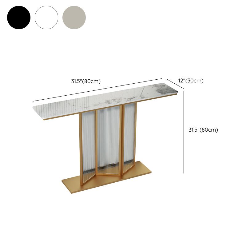 Glam Rectangle Shape Console Sofa Table with Stone Top for Hall
