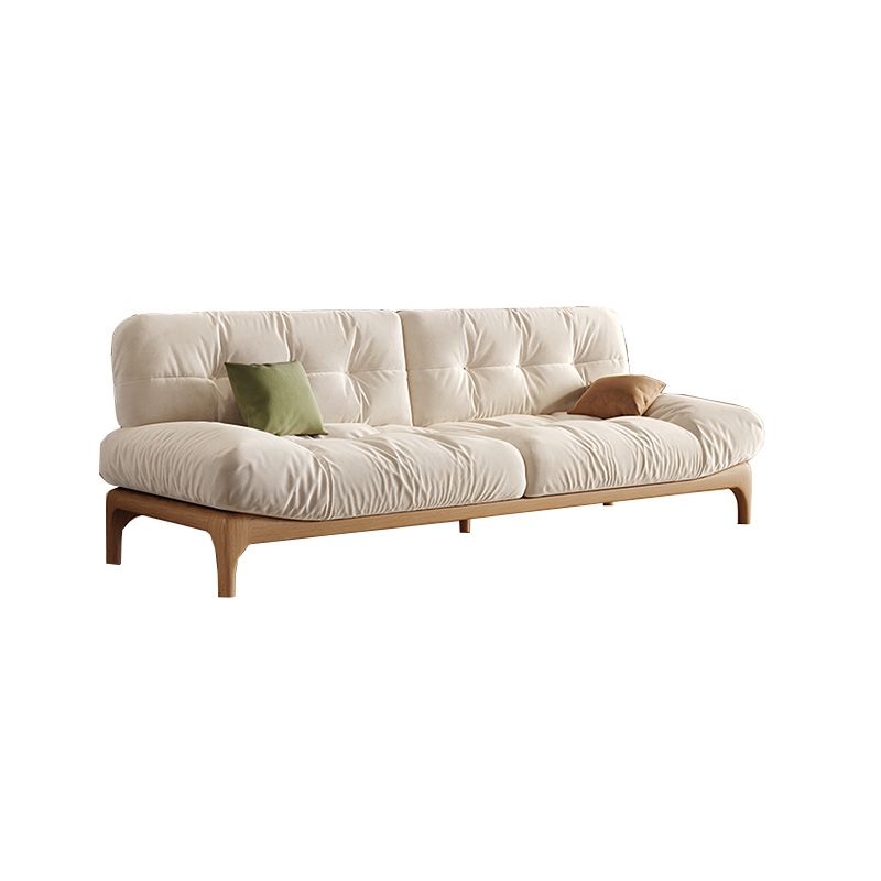 Scandinavian Settee Living Room White Tufted Armless Standard Seating