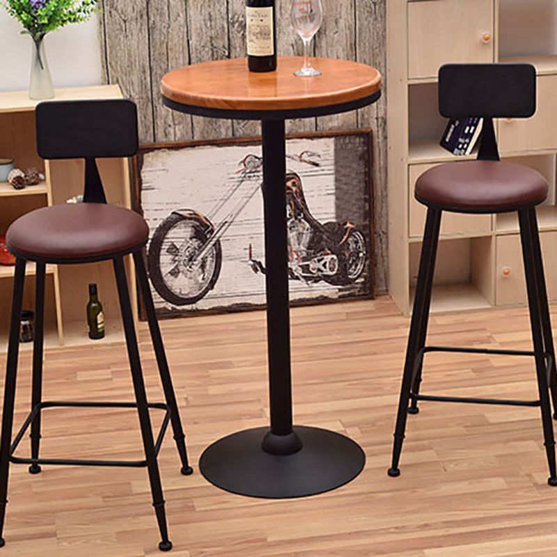 Industrial Black Iron Bar Table Natural Wood Round Top Indoor Bistro Table with Pedestal Clearhalo 'Bar Furniture' 'Bar Tables' 'bar_tables' 'furn' 'furn_bar_tables' 'Furniture' 'furniture_bar_tables' 'Kitchen & Dining Furniture' 'kitchen&dining_furn' 'kitchen' 1200x1200_232e8875-061b-414c-a2c9-d9c4bcd9ede1