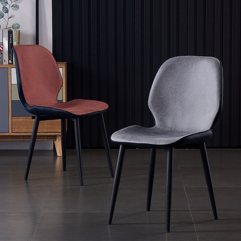 Modern Leather Armless Dining Chairs Wingback Side Chair with Black Legs Clearhalo ' kitchen&dining_furn' 'Dining Chairs' 'Dining Tables & Seating' 'dining_chair' 'furn' 'furn_dining_chair' 'Furniture' 'furniture_dining_chair' 'Kitchen & Dining Furniture' 'kitchen' 1200x1200_232f57a1-8fa9-48ab-88fb-8b81b10310a6