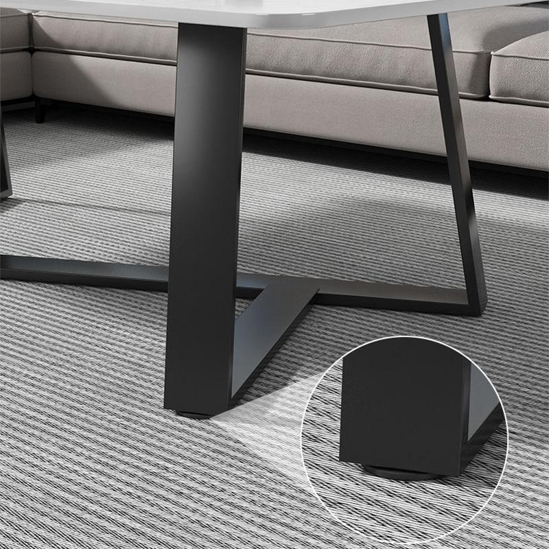 Stone and Metal Coffee Table Contemporary Coffee or End Table with Cross Legs