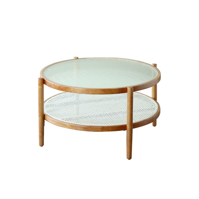 Tropical Round Cocktail Table Storage Solid Wood Coffee Cocktail Table Clearhalo 'Coffee & Accent Tables' 'Coffee Tables' 'coffee_tables' 'furn' 'furn_coffee_tables' 'Furniture' 'Living Room Furniture' 1200x1200_233108f9-e069-4337-82a1-755df4d15fa9