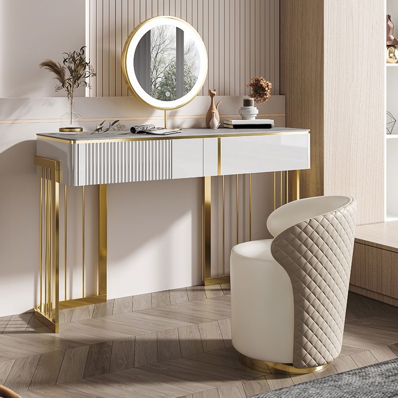 BEIGE Vanity, set di vanità in metallo alto 30 "con 2 cassetti