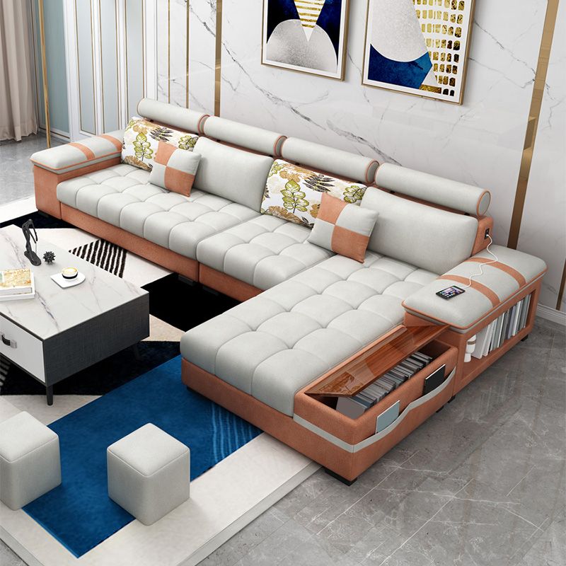 Section des meubles en coton contemporain et en faux cuir