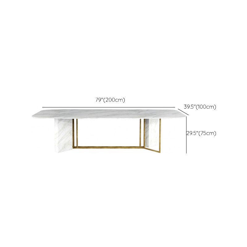 Glam Style Faux Marble Table Dining Rectangle Table with Metal Legs for Kitchen Clearhalo 'Dining Tables & Seating' 'Dining Tables' 'dining_table' 'furn' 'furn_dining_table' 'Furniture' 'Kitchen & Dining Furniture' 1200x1200_2334c943-3377-4007-9149-ab03f1280d8c