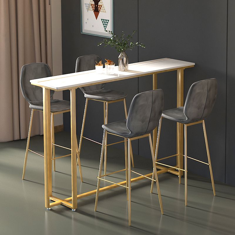 Barkruktafel met stenen blad Glam-stijl pubtafel met metalen poot