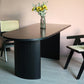 Free Form Black Dining Table Wood Table Contemporary with Double Pedestal
