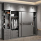Contemporary Wooden Wardrobe Gray Colour Wardrobe Closet with Sliding Door