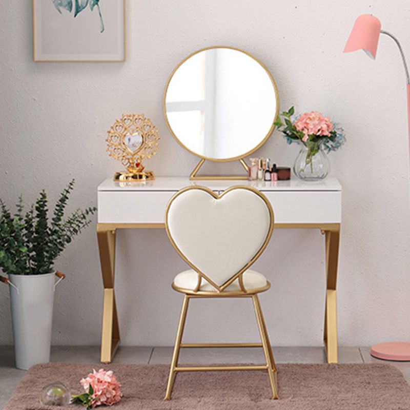 Contatore per trucco bianco brillante 15,74 "tavoli da vanità larghi con 2 cassetti