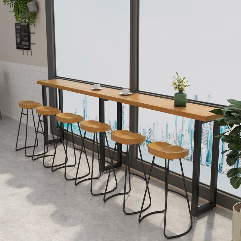 Solid Wood Bar Table Industrial Bar Dining Table with 3 Legs in Black Clearhalo 'Bar Furniture' 'Bar Tables' 'bar_tables' 'furn' 'furn_bar_tables' 'Furniture' 'furniture_bar_tables' 'Kitchen & Dining Furniture' 1200x1200_233d9122-0241-475f-9928-b367699efbfe