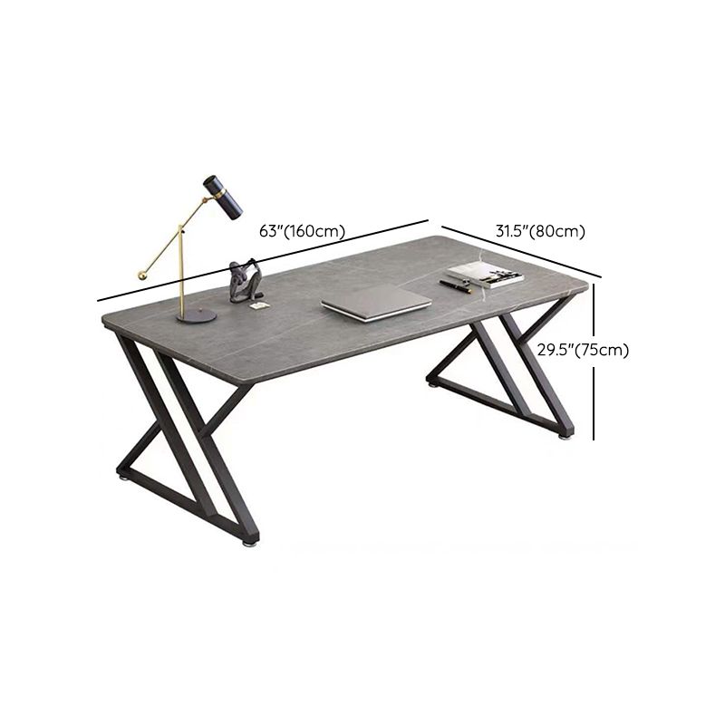 Scrivania da scrittura in pietra Sled Base Grey Writing Desk, alto 29,53 pollici